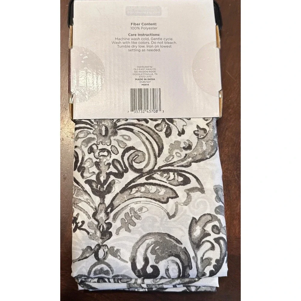 Comfort Bay Curtain Panels 28x84 Grey White Faux Silk Damask Rod‎ Pocket